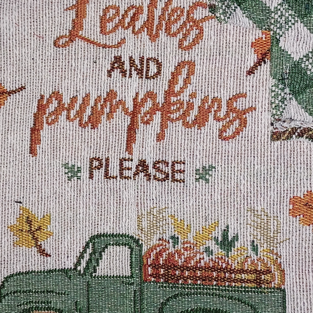Autumn Leaves and Pumpkins Table Linens Set 6 Tapestry Placemats and Runner Fall - Picture 5 of 7